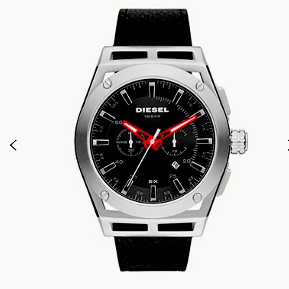 Diesel time frame leather watch